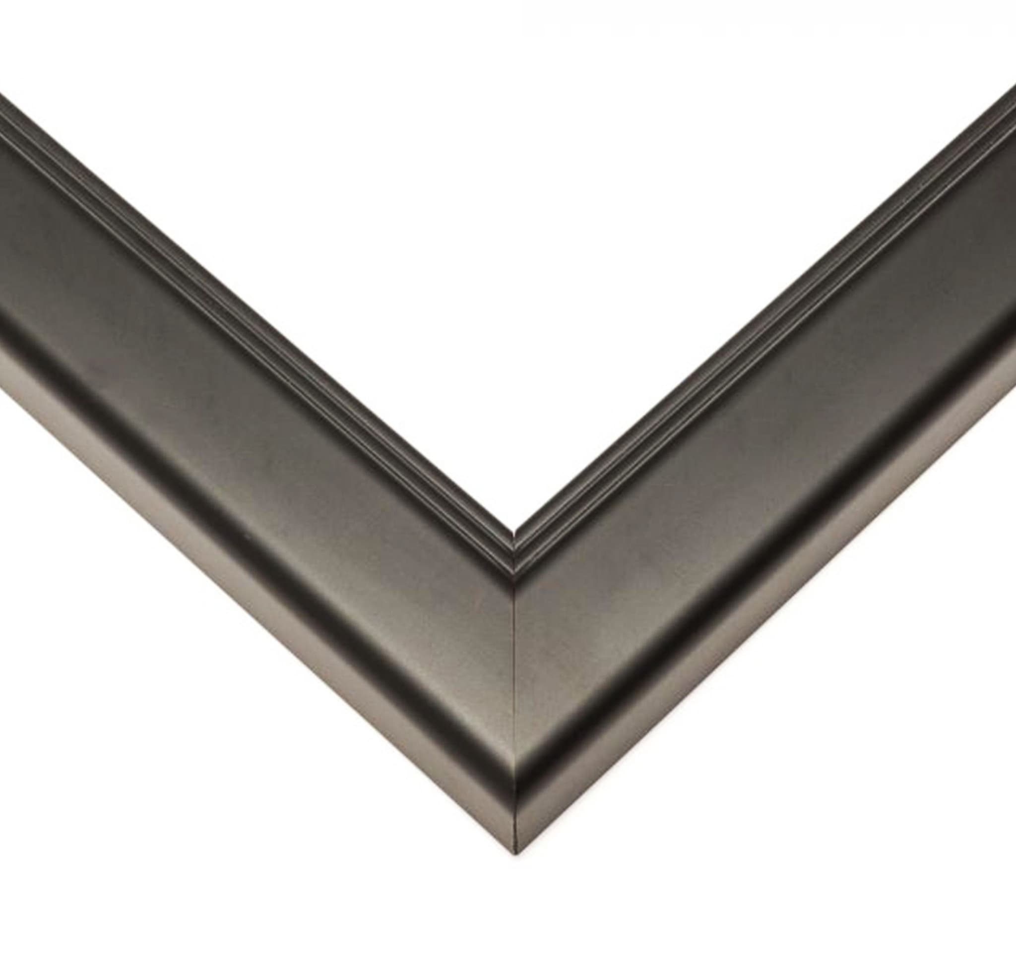 Modern Black Frame corner detail showing substantial 1.5 inch stepped profile with rich black finish and precision craftsmanship
