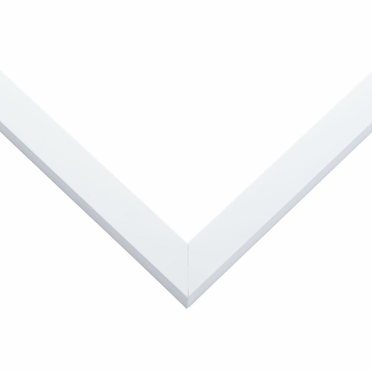 White Picture Frame corner detail showing clean white finish with precision mitered joint and classic wood grain texture