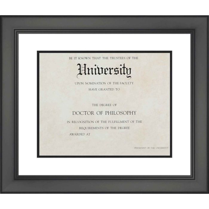 Black Diploma Frame with White on Black Double Mat | Frames for Diplomas